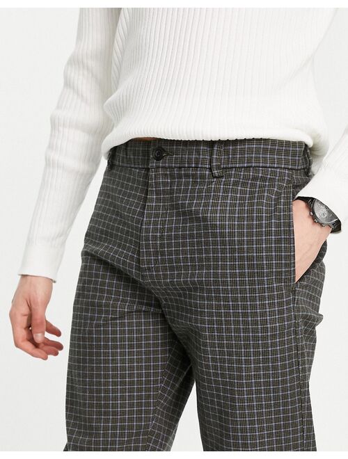 River Island relaxed fit smart pants in navy check