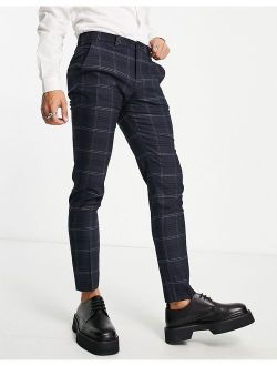 Selected Homme skinny fit suit pants in navy check
