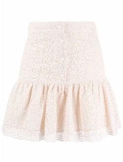 SANDRO floral-lace A-line skirt