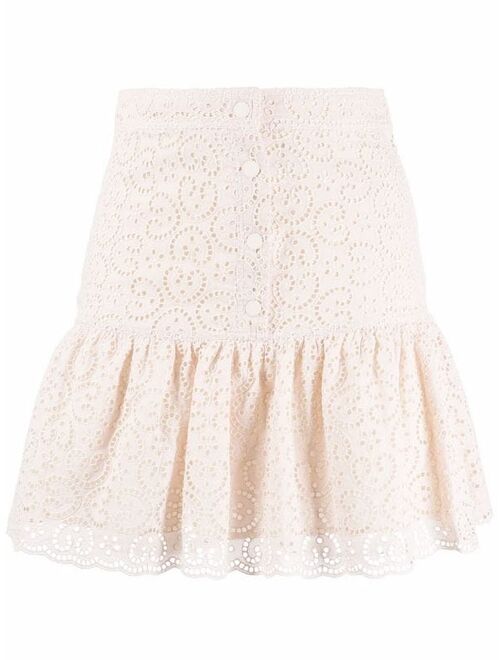 SANDRO floral-lace A-line skirt