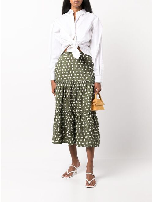 Polo Ralph Lauren polka-dot tiered midi skirt