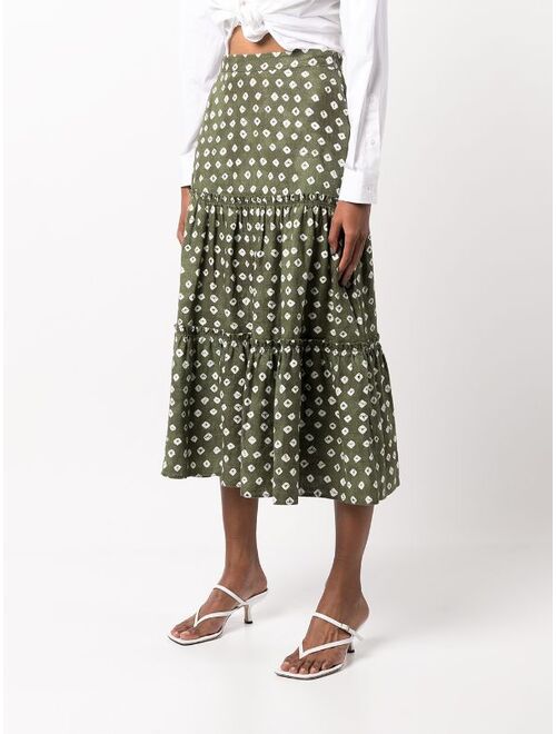 Buy Polo Ralph Lauren polka-dot tiered midi skirt online | Topofstyle