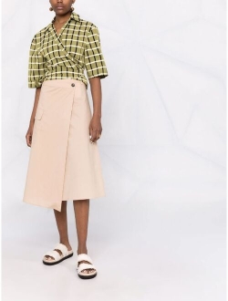 poplin A-line midi skirt