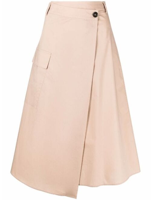 Woolrich poplin A-line midi skirt