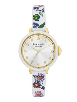 Women's Park Row Watch in Gold-Tone Alloy with White Multi Silicone Strap Watch 34mm