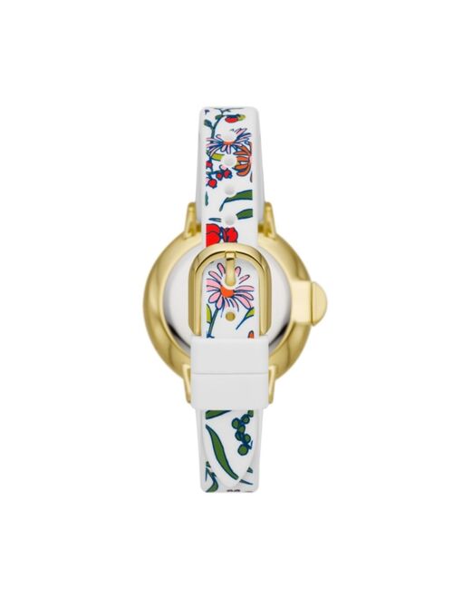 kate spade new york Women's Park Row Watch in Gold-Tone Alloy with White Multi Silicone Strap Watch 34mm