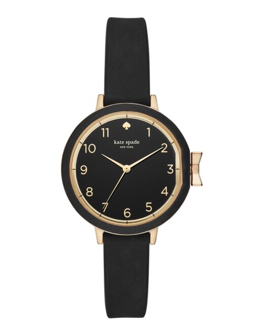 kate spade new york Women's Park Row Black Silicone Strap Watch 34mm