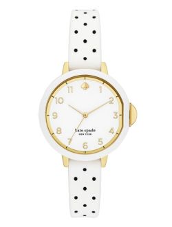 park row three-hand white and black polka dot-print silicone watch, 34mm