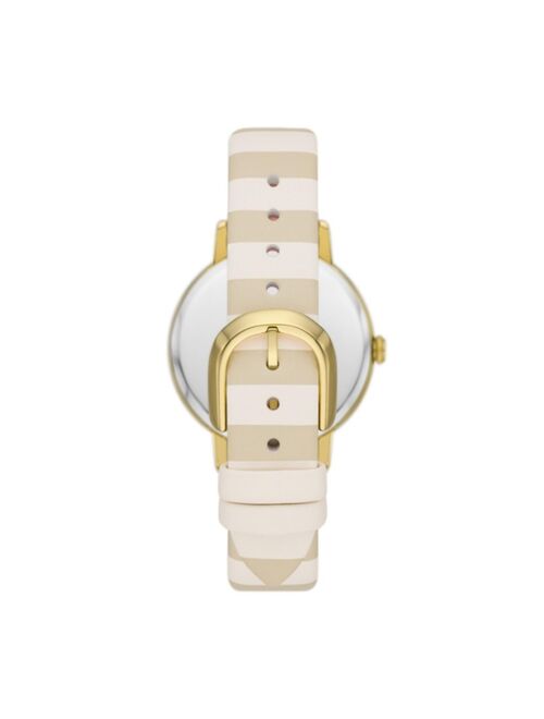 kate spade new york Women's Metro Watch in Gold-Tone Plated with Beige Gold Leather Strap Watch 34mm