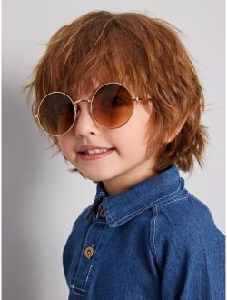 Kids Round Metal Frame Fashion Glasses With Case