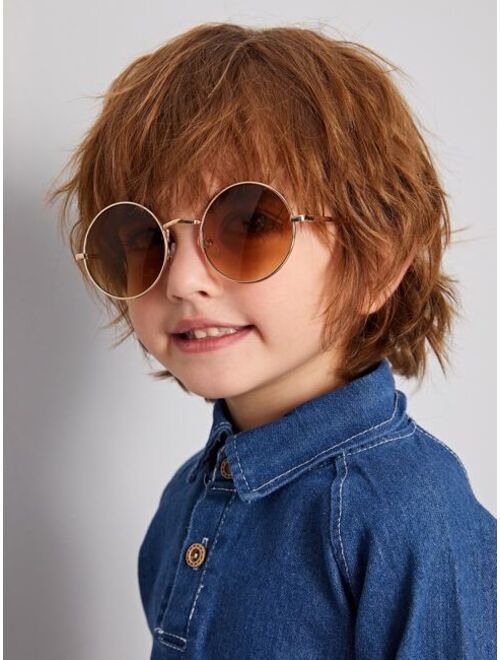 Shein Kids Round Metal Frame Fashion Glasses With Case