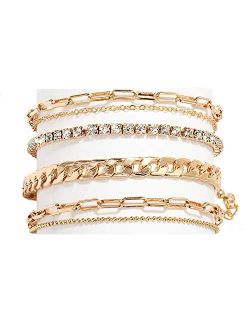 Nanafast 4-6PCS Ankle Bracelets Set for Women Gold Boho Beach Anklet Chain Adjustable Foot Jewelry for Girls Extremely Simple Style