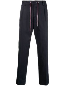 drawstring-waistband tapered trousers