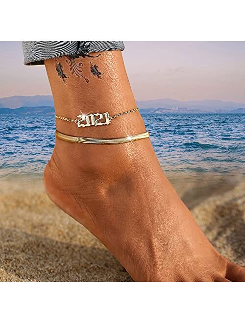 If You Gold Ankle Bracelets for Women, Girls Boho Anklet Bracelet Set, Silver Butterfly Foot Chains, Womens Adjustable Cute Anklets
