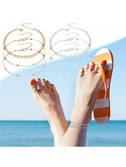 Sales Today Clearance Three-Layer Bead Anklet for Womens Girls Summer Beach Ankle Jewelry Bracelet Simplicity Foot Chain Foot Jewelry Set