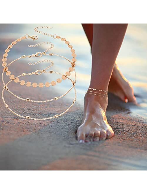 Sales Today Clearance Three-Layer Bead Anklet for Womens Girls Summer Beach Ankle Jewelry Bracelet Simplicity Foot Chain Foot Jewelry Set