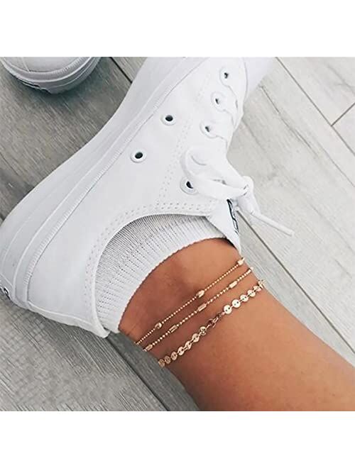 Sales Today Clearance Three-Layer Bead Anklet for Womens Girls Summer Beach Ankle Jewelry Bracelet Simplicity Foot Chain Foot Jewelry Set