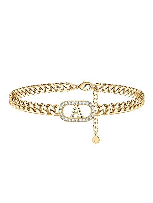 IEFWELL Gold Initial Ankle Bracelets for Women, 14K Gold Filled Gold Anklets for Women Cuban Link Anklets for Women Handmade Gold Ankle Bracelets for Women Ankle Bracelet