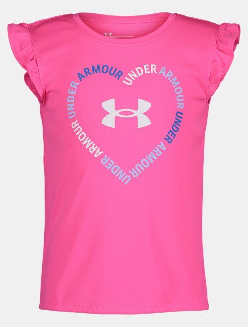 Under Armour Girls' Pre-School UA Heart Line Logo Short Sleeve
