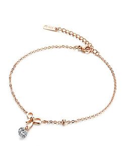 DS Simple Charm Anklet for Women Girls，14k Rose Gold plating Beach Dainty Cute Tiny Adjustable Stainless steel Anklets