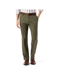 Stretch Easy Khaki Straight-Fit Flat-Front Pants