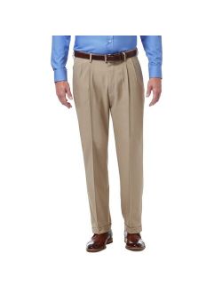 Mens Haggar Premium Comfort Expandable-Waist Classic-Fit Stretch Pleated Dress Pants
