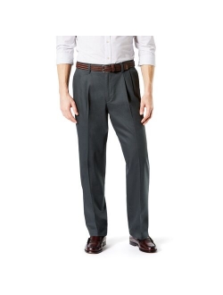 Signature Khaki Relaxed-Fit Stretch Pleated Pants