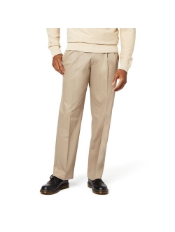 Signature Khaki Relaxed-Fit Stretch Pleated Pants