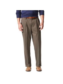 Relaxed Fit Comfort Stretch Pleated Cuffed Khaki Pants