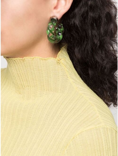 BOTTEGA VENETA Green Glass Twist Earrings