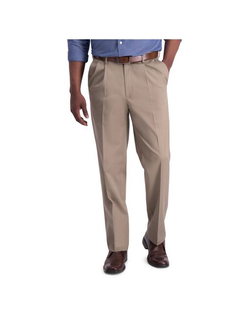 Men's Haggar® Iron Free Premium Khaki™ Classic-Fit Pleat Front Hidden Comfort Waistband Casual Pant