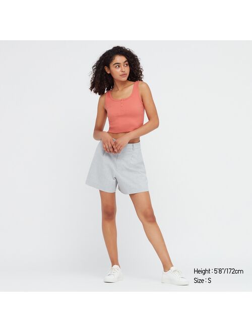 UNIQLO Ribbed Henley Cropped Tank Top