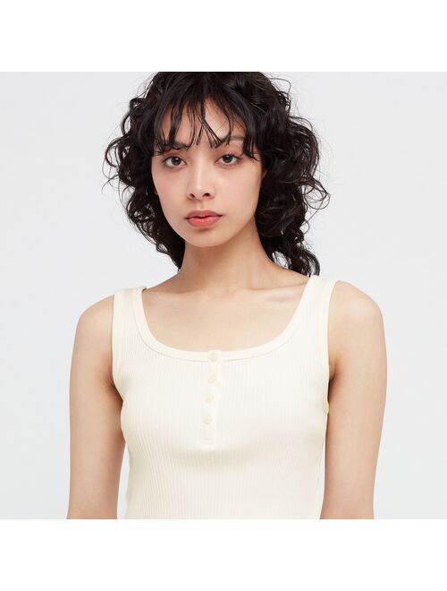 UNIQLO Ribbed Henley Cropped Tank Top