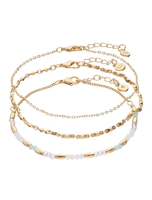 Little Co. by Lauren Conrad LC Lauren Conrad White, Pink, and Blue Beaded, Multi Chain Anklet Set