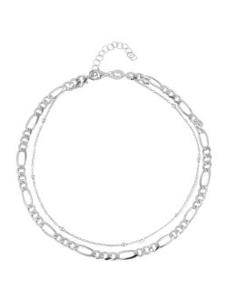 Sunkissed Sterling Double Figaro & Ball Chain Anklet