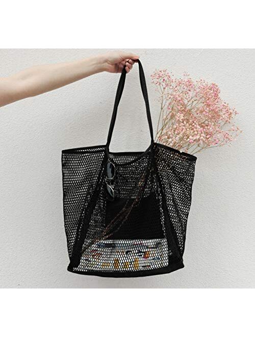 Hoxis Mesh Beach Tote Women's Shoulder Handbag