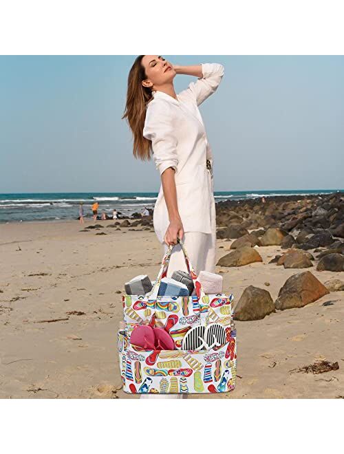 Camtop Large Beach Tote Bag with Zipper Pockets Waterproof Sandproof Pool Bags Gym Bag with Wet Compartment Travel Carry On Women