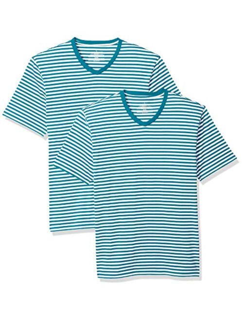 Amazon Essentials Men's 2-Pack Regular-Fit Short-Sleeve Stripe V-Neck T-Shirts