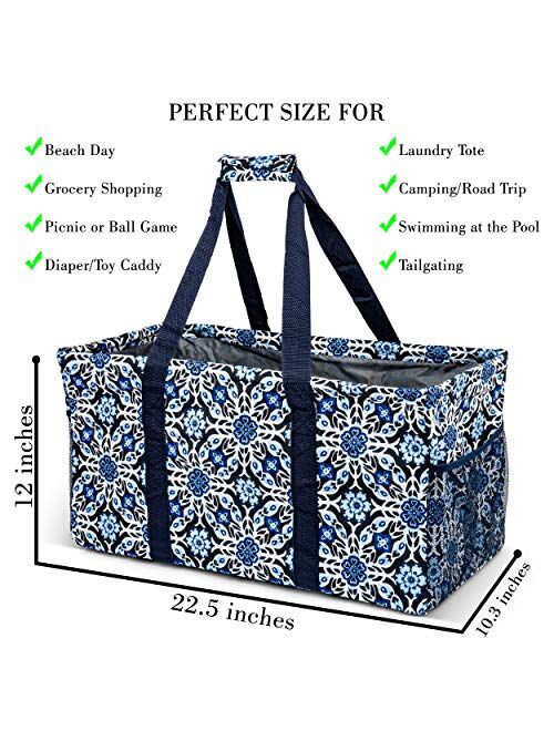 Lucazzi Extra Large Utility Tote Bag - Oversized Collapsible Pool Beach Canvas Basket