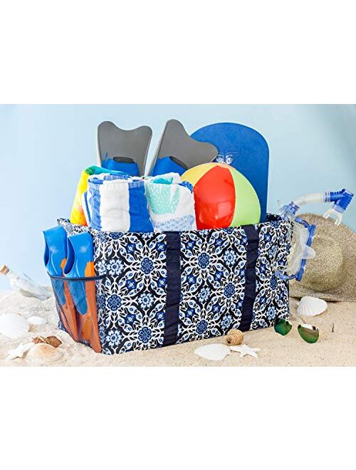 Lucazzi Extra Large Utility Tote Bag - Oversized Collapsible Pool Beach Canvas Basket