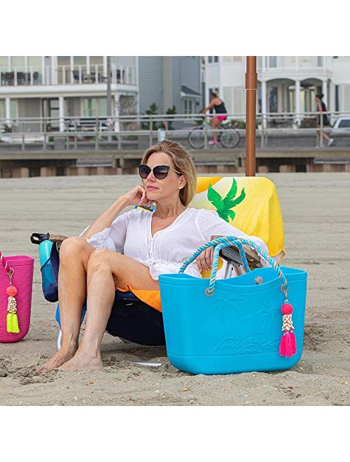 Buildabagg SunBagg: Large Multipurpose Rubber EVA Waterproof Washable Open Tote Bag for the Beach Boat Pool Yoga, TipProof