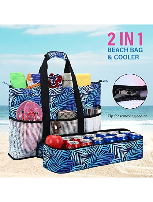 Buy Octsky Beach Bag with Cooler Zipper Pool bag Women Waterproof ...