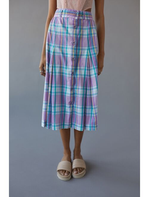 Urban Renewal Vintage Plaid Cotton Midi Skirt