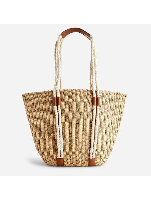 J.Crew Woven-straw market tote with rope handles