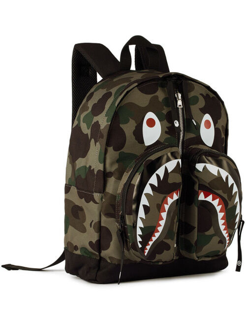 BAPE Kids Green 1st Camo Boa Shark Backpack