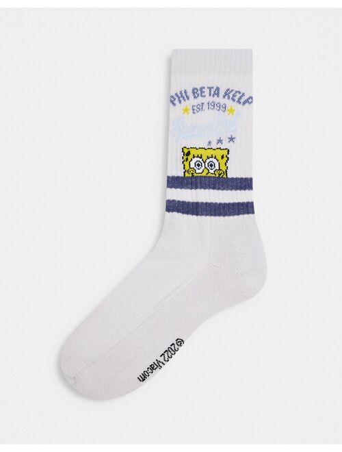 ASOS DESIGN spongebob stripe collegiate sports sock in gray