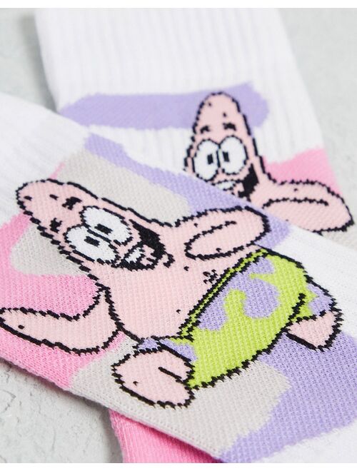 ASOS DESIGN Spongebob sports sock with pink wavy print