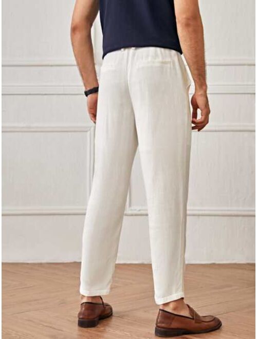 SHEIN Men Solid Pocket Side Belted Pants