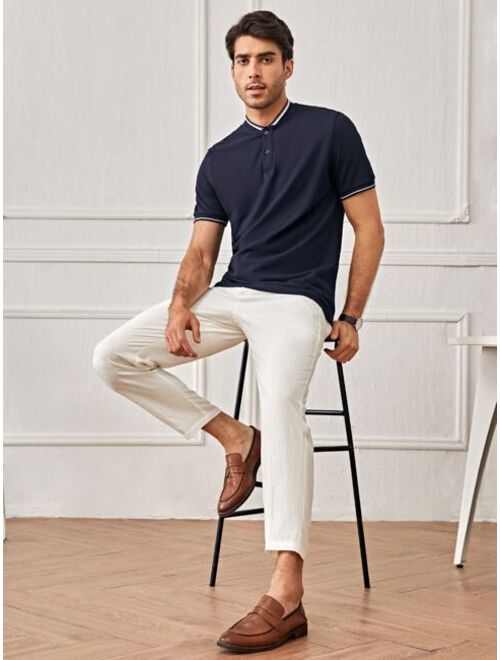 SHEIN Men Solid Pocket Side Belted Pants