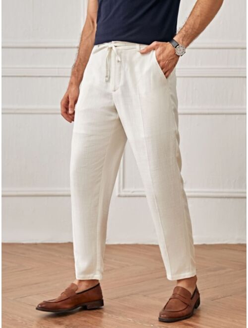 SHEIN Men Solid Pocket Side Belted Pants